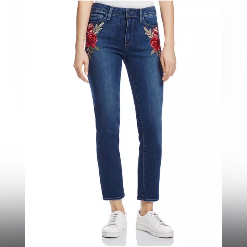 PAIGE “Jacqueline Straight” Jeans with embroidered flowers